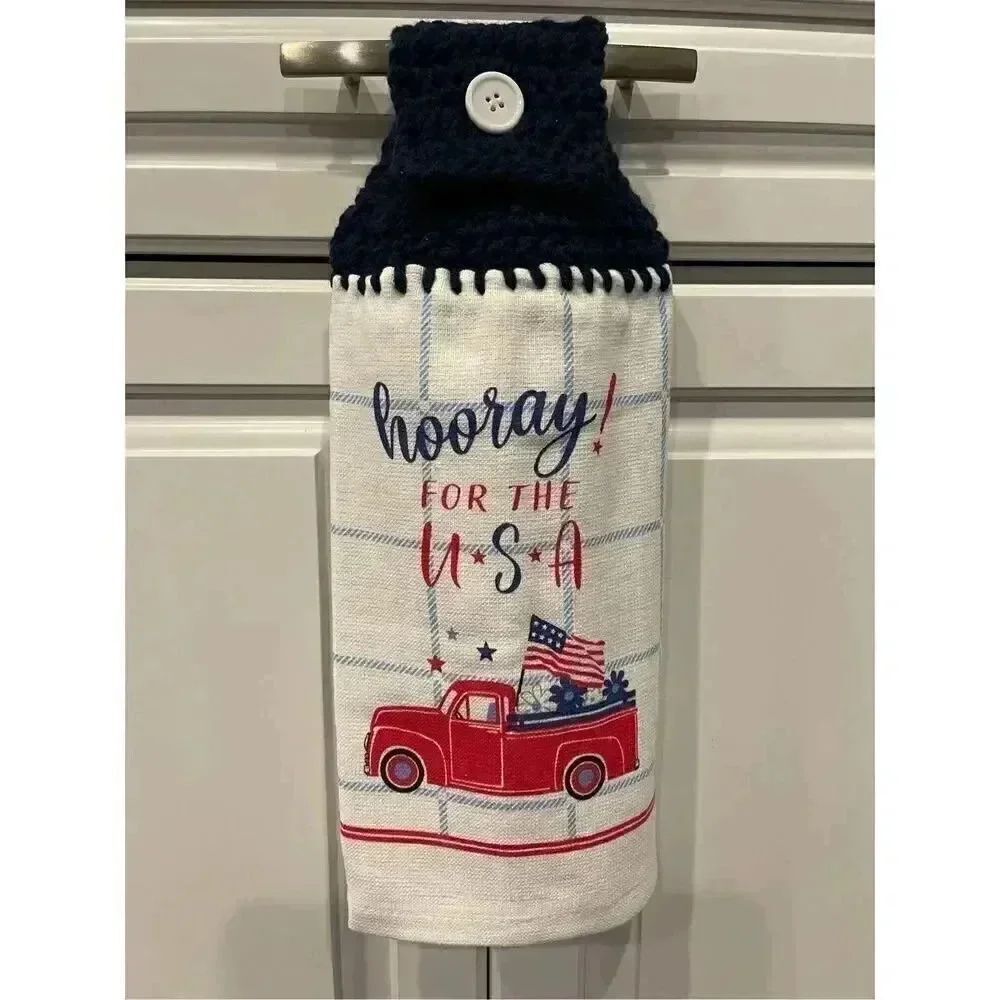 Crochet Top Kitchen Towel- Hooray For The USA